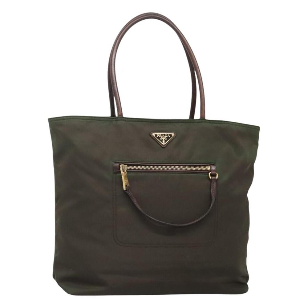 PRADA Tote Bag Nylon Khaki Gold